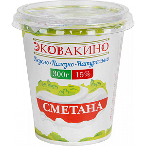Сметана Эковакино 15%, 300г