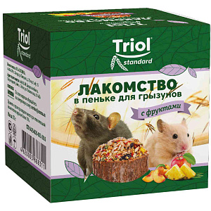 Лакомство для грызунов Triol Standard в пеньке с фруктами, 70 г