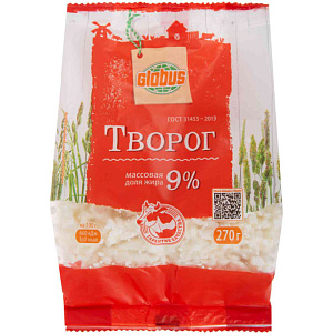 Творог Глобус 9%, 270г