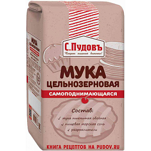 Мука пшеничная С. Пудовъ цельнозерновая самоподнимающаяся, 1кг