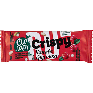 Батончик фруктовый Ол'Лайт Crispy Клюква & брусника с хрустящими рисовыми шариками, 30г