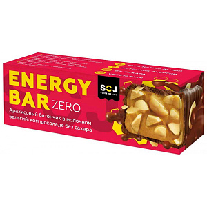 Батончик без сахара Energy Bar Zero Арахисовый в молочном шоколаде, 45 г