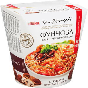 Фунчоза SanBonsai под китайским соусом с грибами шиитаке и муэр, 120 г