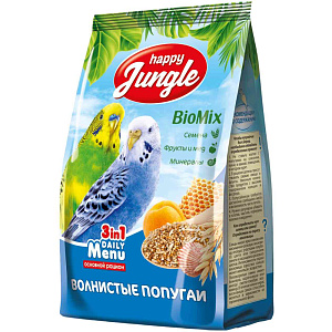 Корм для волнистых попугаев Happy Jungle BioMix, 500 г