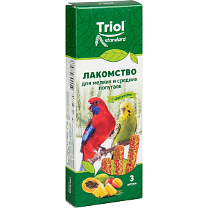 Лакомство для мелких и средних попугаев Triol с фруктами, 80 г