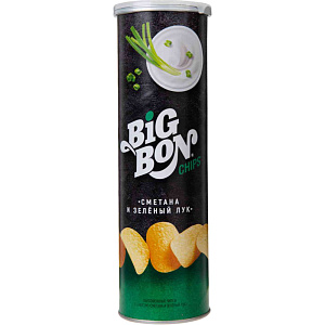 Чипсы BigBon Сметана и зеленый лук, 130г