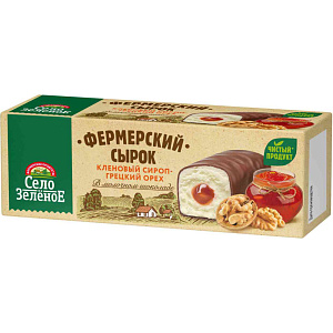 Сырок творожный Село Зелёное грецкий орех-кленовый сироп в молочном шоколаде 20%, 45г