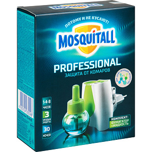 Фумигатор и жидкость от комаров Mosquitall Professional 30 ночей, 30мл