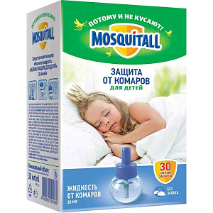 Жидкость от комаров Mosquitall Защита для детей, без запаха, 30 ночей, 30мл