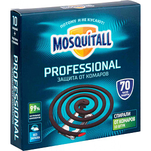 Спирали от комаров Mosquitall Professional + подставка, 10шт.