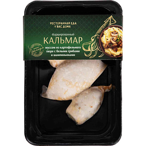 Кальмар фаршированный Шифудо муссом из картофельного пюре с белыми грибами и шампиньонами, 250г