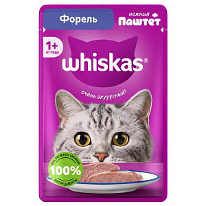 Влажный корм Whiskas форель паштет, 75г