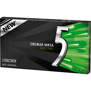 Жевательная резинка Five Electro Свежая мята, 14,5г