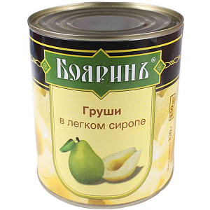 Груши в сиропе Бояринъ половинки, 850мл