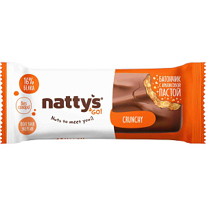 Батончик протеиновый Nattys&Go! Crunchy с арахисовой пастой, 45г
