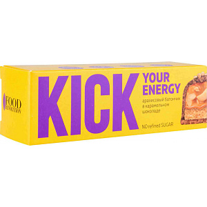 Батончик арахисовый Kick Your Energy в карамельном шоколаде, 45г