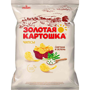 Чипсы Золотая картошка Сметана и зелень, 120г
