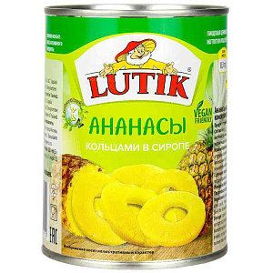 Ананасы кольцами Lutik в сиропе, 850мл