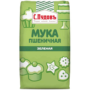 Мука пшеничная С.Пудовъ цветная зеленая, 500г