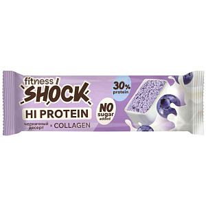Батончик протеиновый FitnesShock Hi Protein черничный десерт, 40г