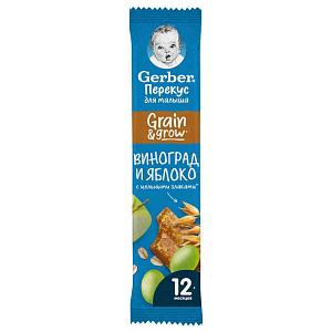 Батончик фруктово-злаковый Gerber Grain&Grow виноград-яблоко с 12 месяцев, 25г
