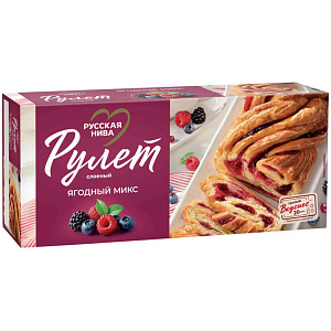 Рулет слоеный Русская Нива ягодный микс, 300г