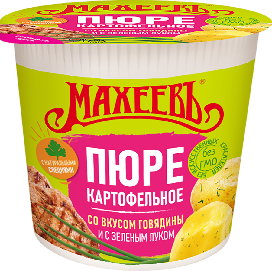 Пюре картофельное МАХЕЕВЪ со вкусом говядины и зеленым луком, 40г