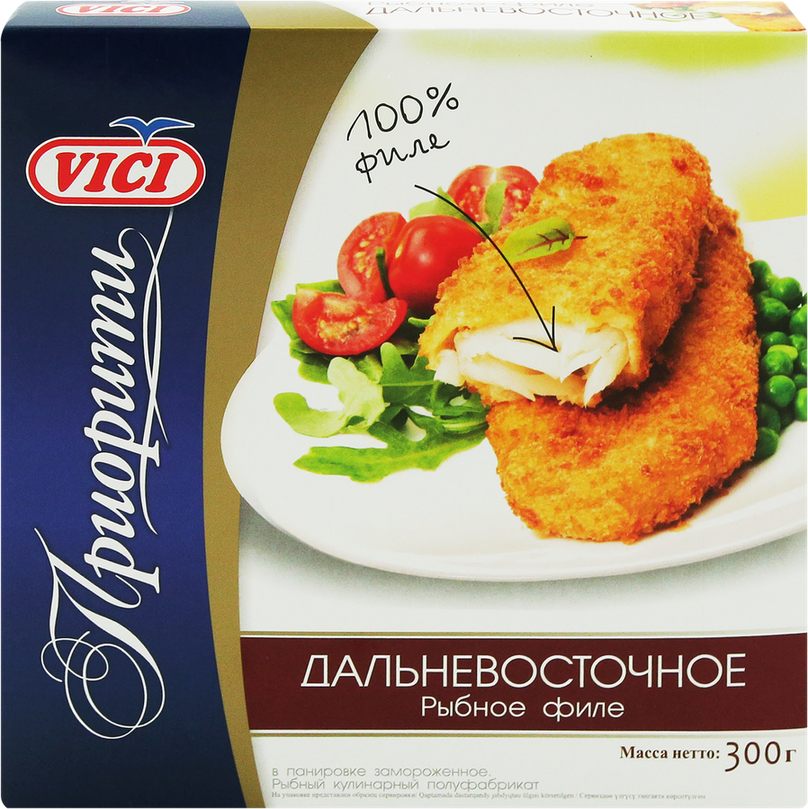 Рыбное филе замороженное VICI Приорити Дальневосточное, в панировке, 300г