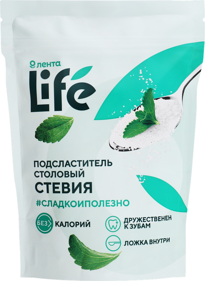 Подсластитель ЛЕНТА LIFE Столовый, со стевией, 150г