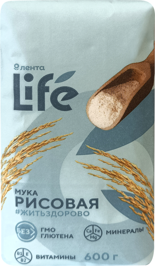 Мука рисовая ЛЕНТА LIFE безглютеновая, 600г