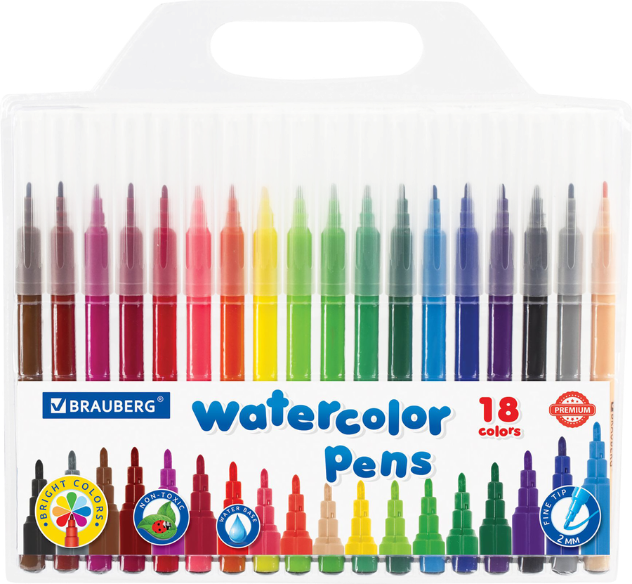 Фломастеры BRAUBERG Premium классические, 18 цветов, Арт. 151935
