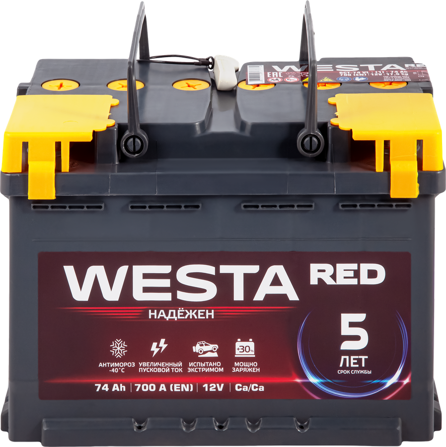 Батарея аккумуляторная WESTA RED 6ст-74, прямая полярность