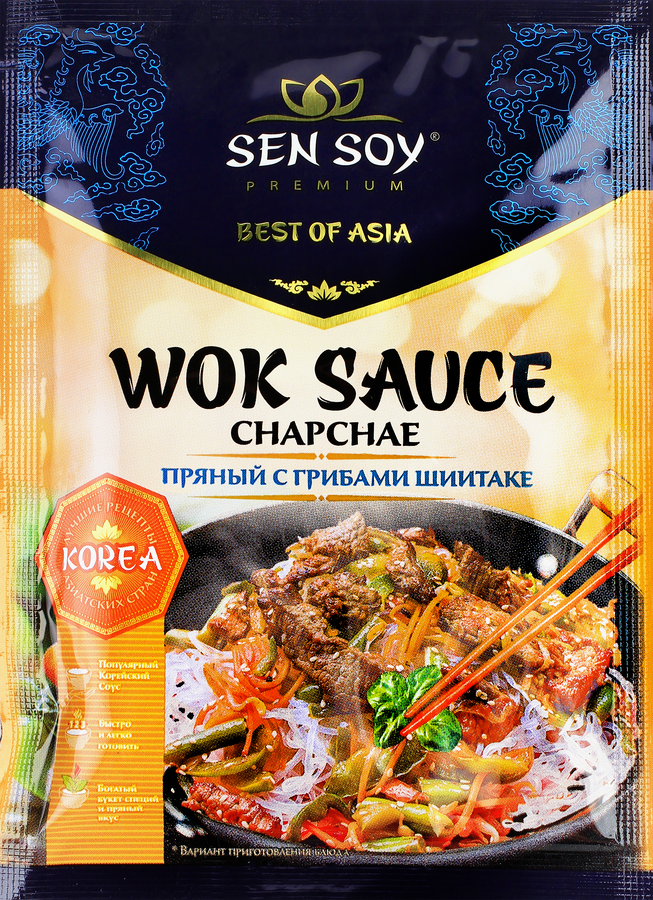 Соус wok для обжаривания лапши SEN SOY Premium Chapchae, пряный с грибами шиитаке, 80г