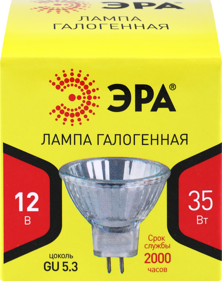 Лампа галогенная ЭРА GU5.3-MR16-35W-12V-CL GU5.3 35Вт софит теплый белый свет, Арт. C0027355