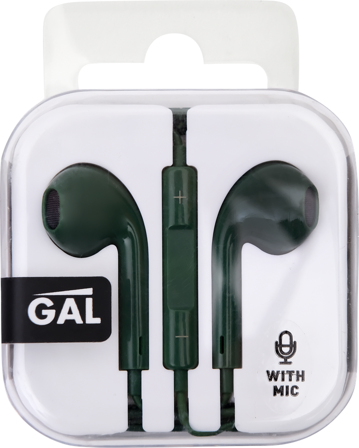 Наушники GAL с микрофоном, черные/зеленые, Арт. HM-060BK/-060GR