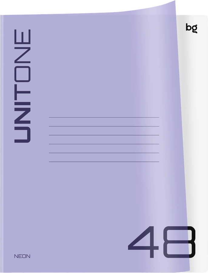 Тетрадь BG UniTone. Neon 48 листов в клетку, пластиковая обложка, в ассортименте, Арт. 370556