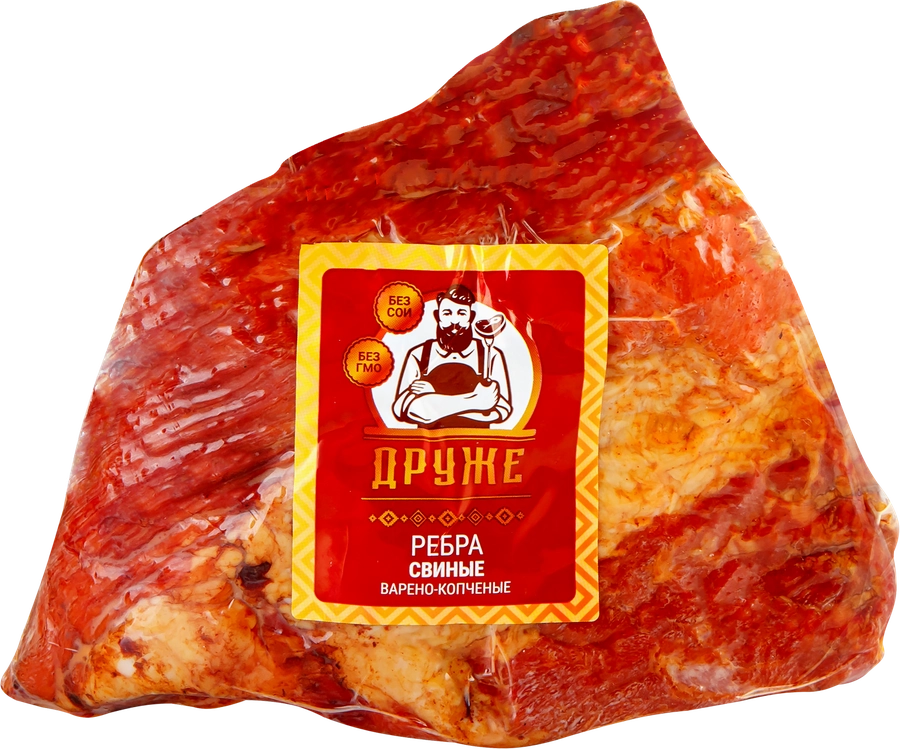 Ребра свиные копчено-вареные ДРУЖЕ, весовые