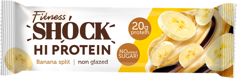Батончик протеиновый FITNESSHOCK Hi-Protein Банановый десерт, неглазированный, 60г