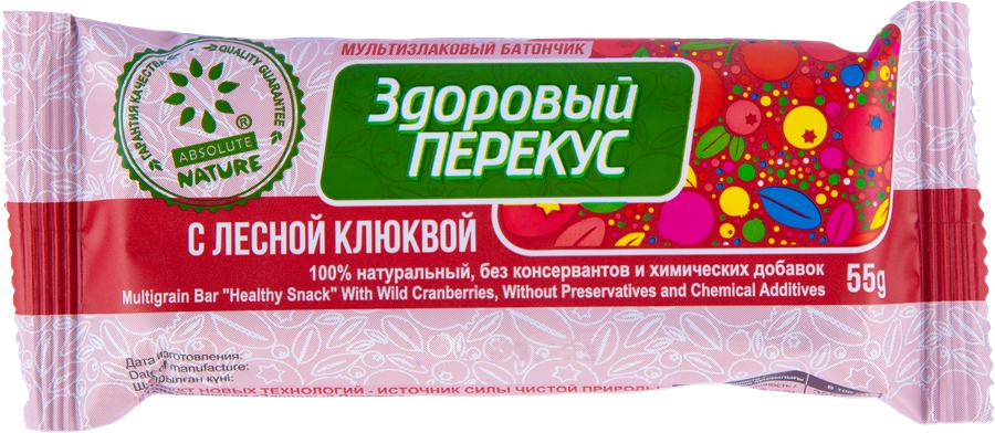 Батончик мюсли ЗДОРОВЫЙ ПЕРЕКУС с лесной клюквой, 55г