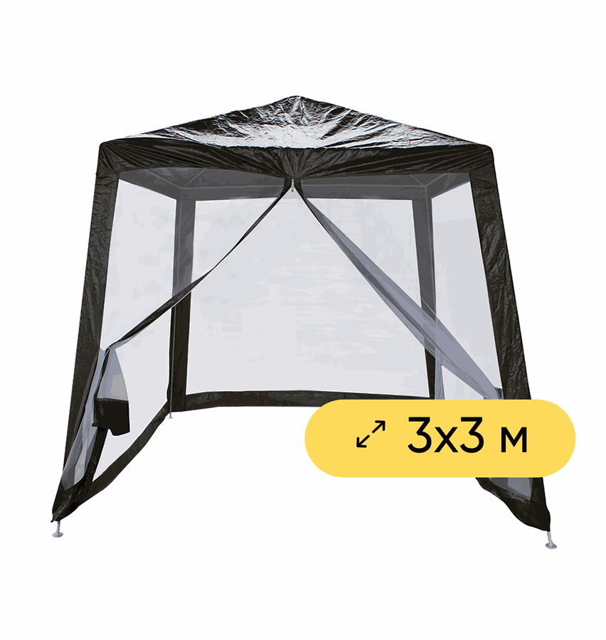 Тент ACTIWELL 3x3м с антимоскитными сетками, Арт. 3.0M90PE-N