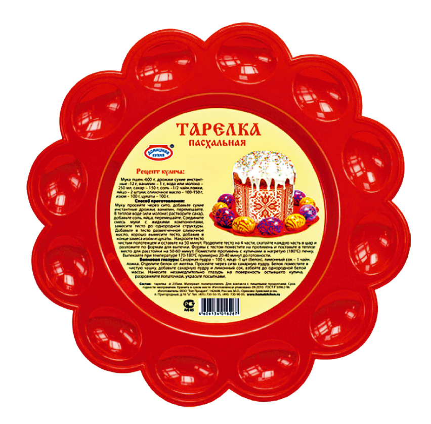 Тарелка ДОМАШНЯЯ КУХНЯ Пасхальная 28см, красная, пластик Арт. 12734