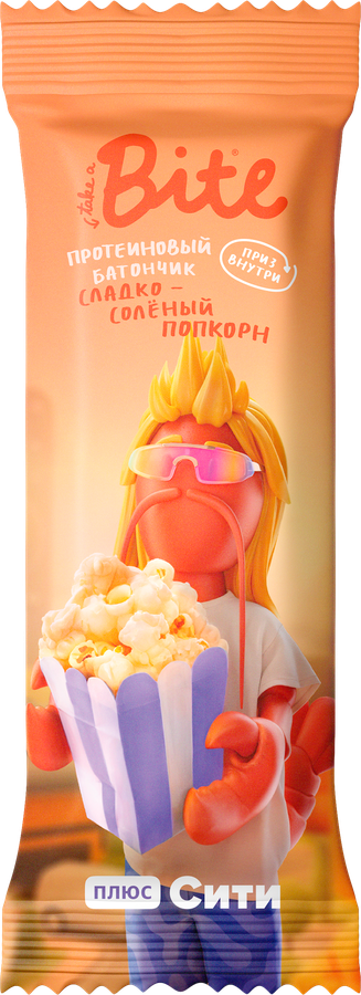 Батончик протеиновый TAKE A BITE Сладко-соленый попкорн, глазированный, 40г