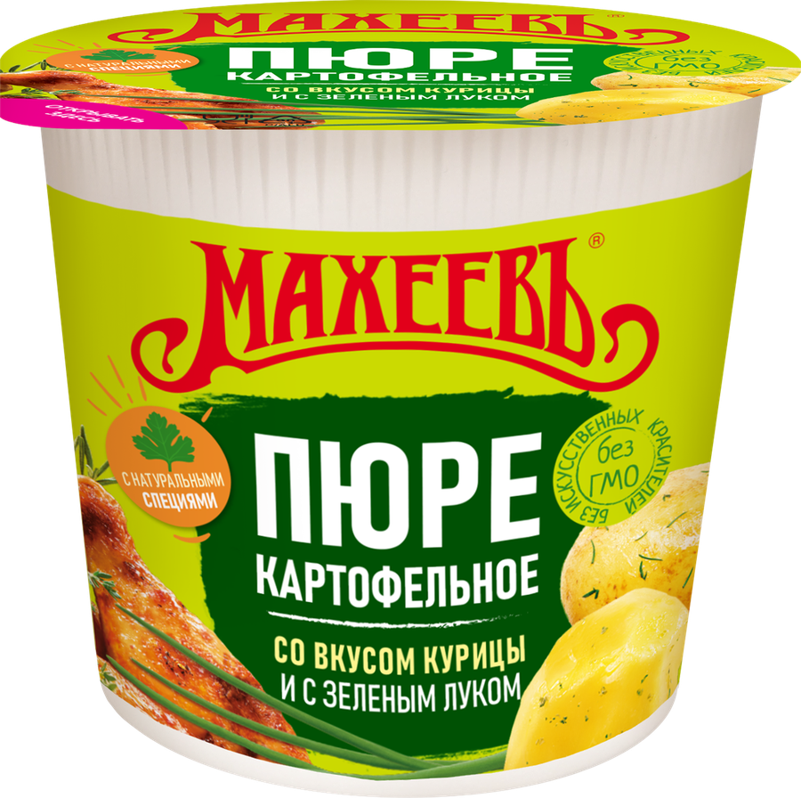 Пюре картофельное МАХЕЕВЪ со вкусом курицы и зеленым луком, 40г