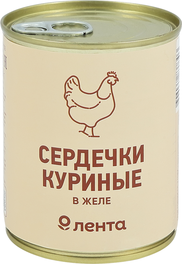 Сердечки куриные ЛЕНТА в желе, 350г