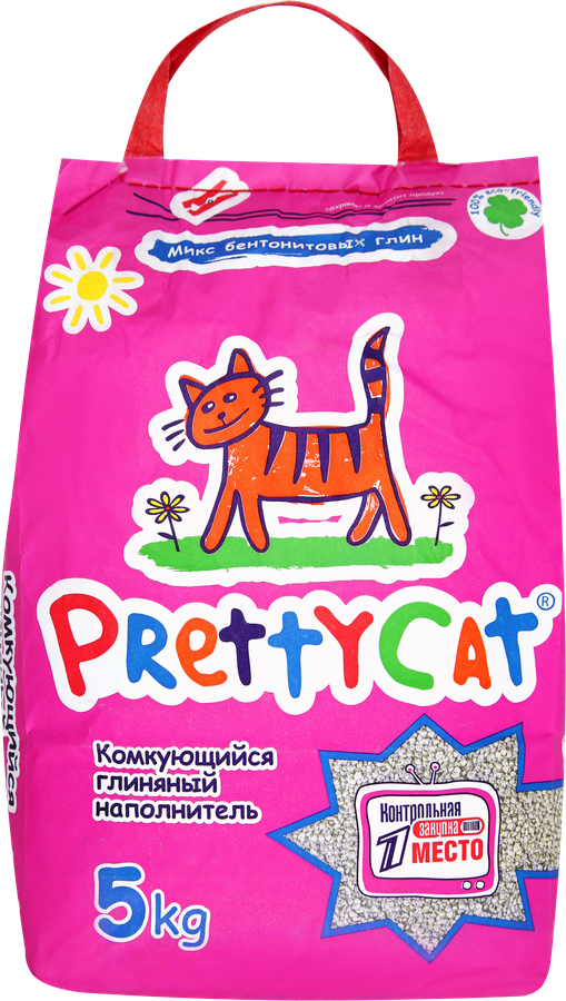 Наполнитель бентонитовый для туалета домашних животных PRETTYCAT комкующийся, 5кг