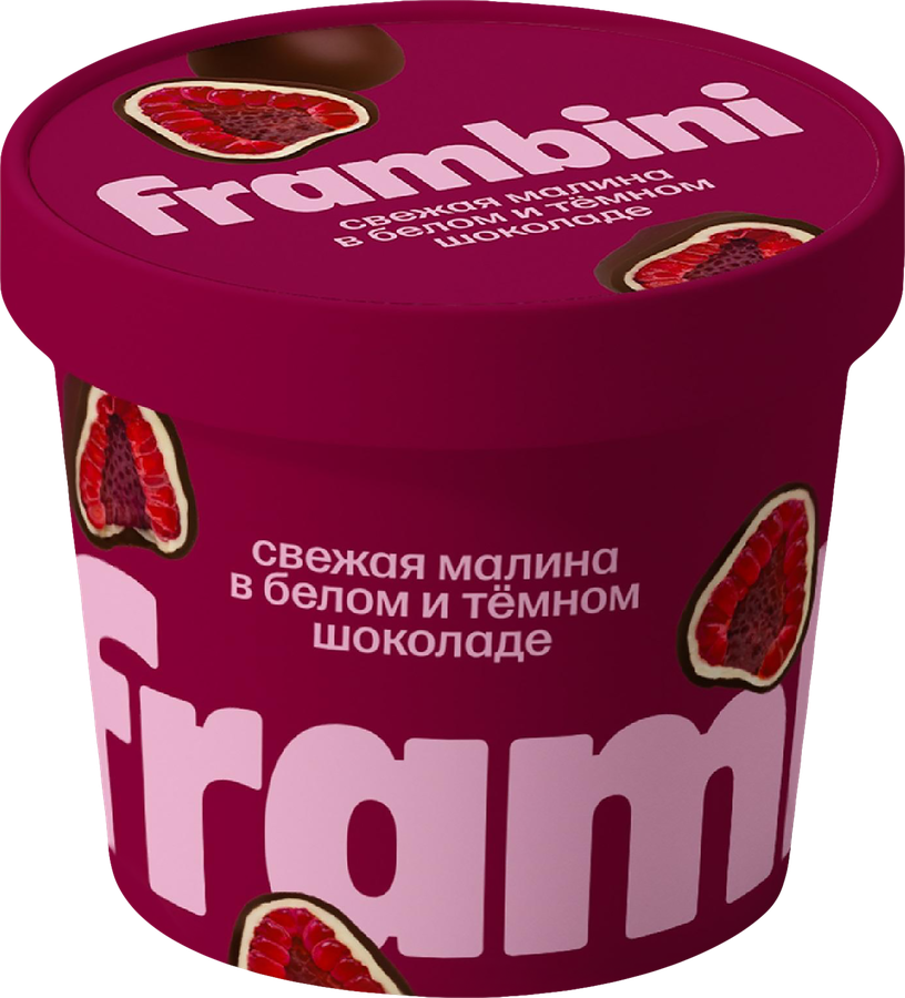 Малина быстрозамороженная FRAMBINI в белом и темном шоколаде, 130г