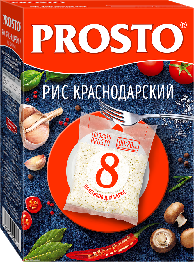 Рис PROSTO Краснодарский 1-й сорт, в пакетиках, 8х62,5г