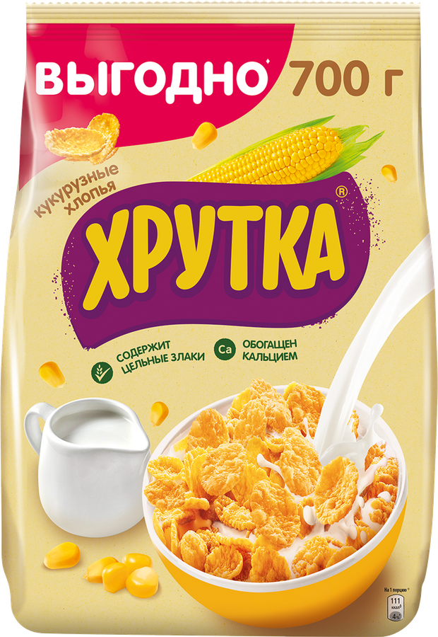 Хлопья кукурузные NESTLE Хрутка, хрустящие обогащенные кальцием, 700г