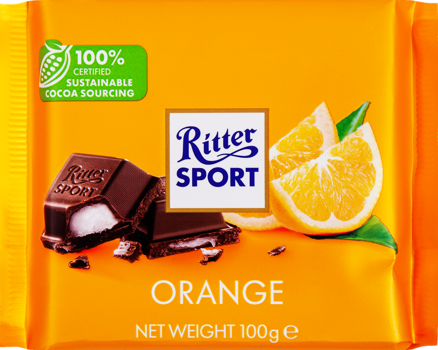 Шоколад темный RITTER SPORT с помадной начинкой, 100г