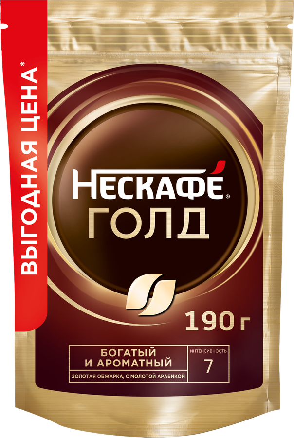 Кофе растворимый с добавлением молотого NESCAFE Gold, 190г